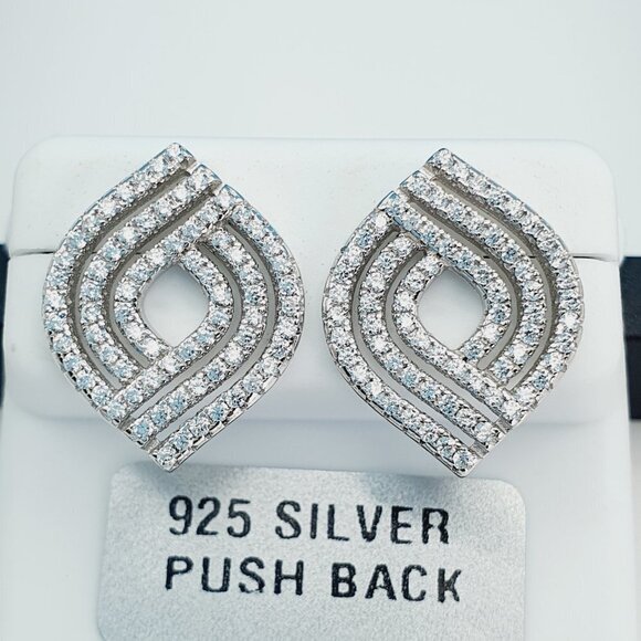 "925 Sterling Silver Cubic Zirconia Earrings, UU1P6A6071 - Picture 4 of 8
